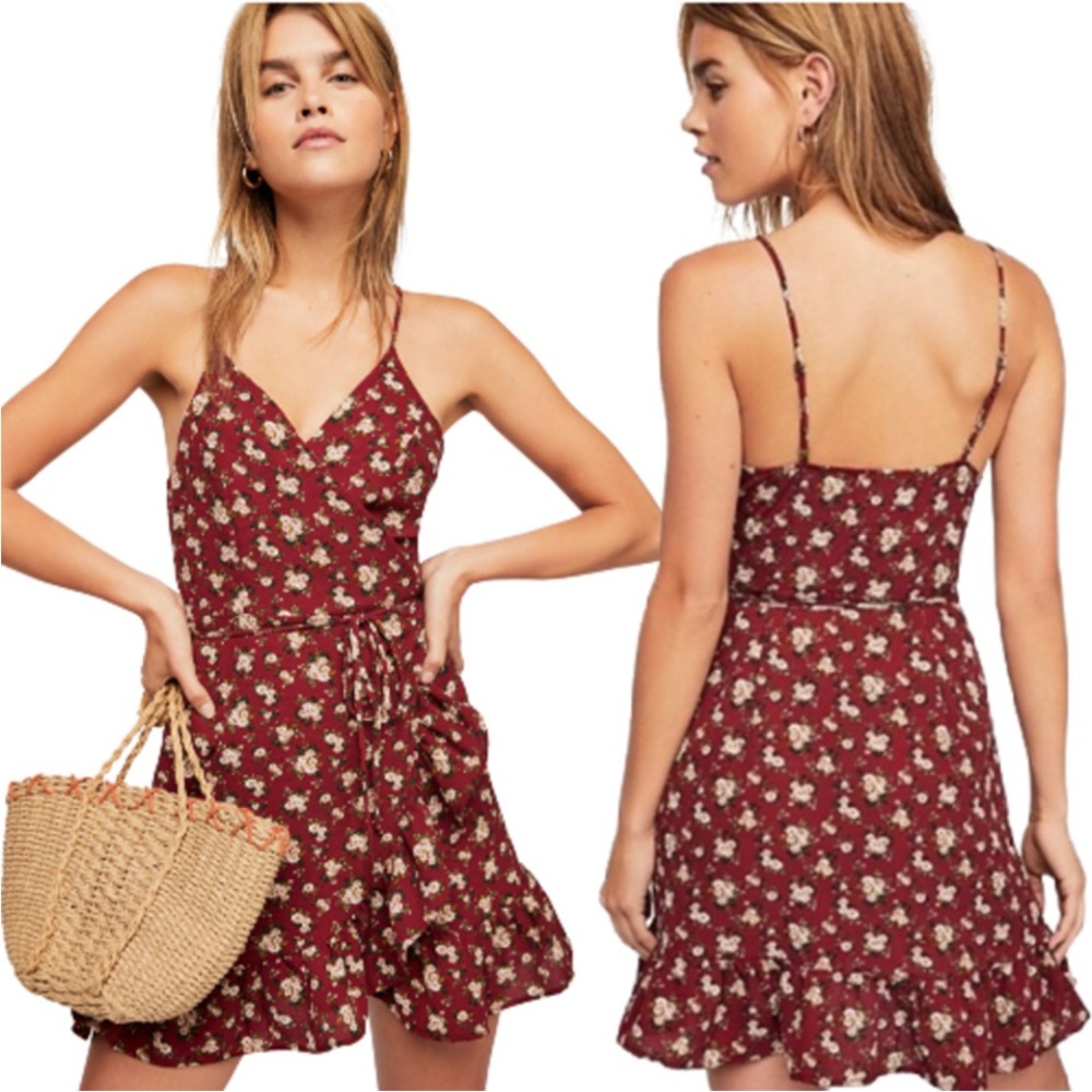 Free People Red Floral Mini Dress